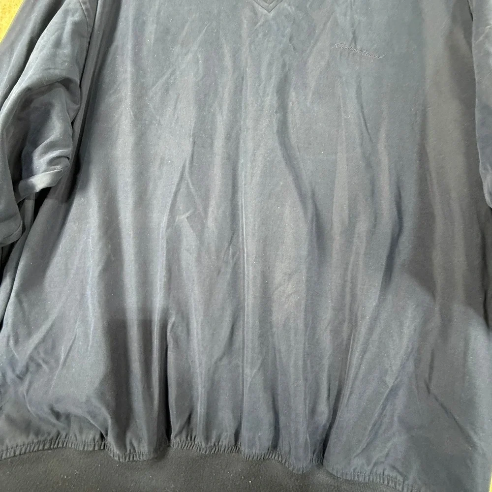 Eddie‎ Bauer Golf Mens Large Tall Navy Blue V-Neck Windbreaker Pullover Sweater